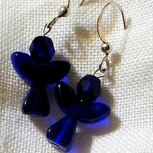 Blue angel dangle earrings